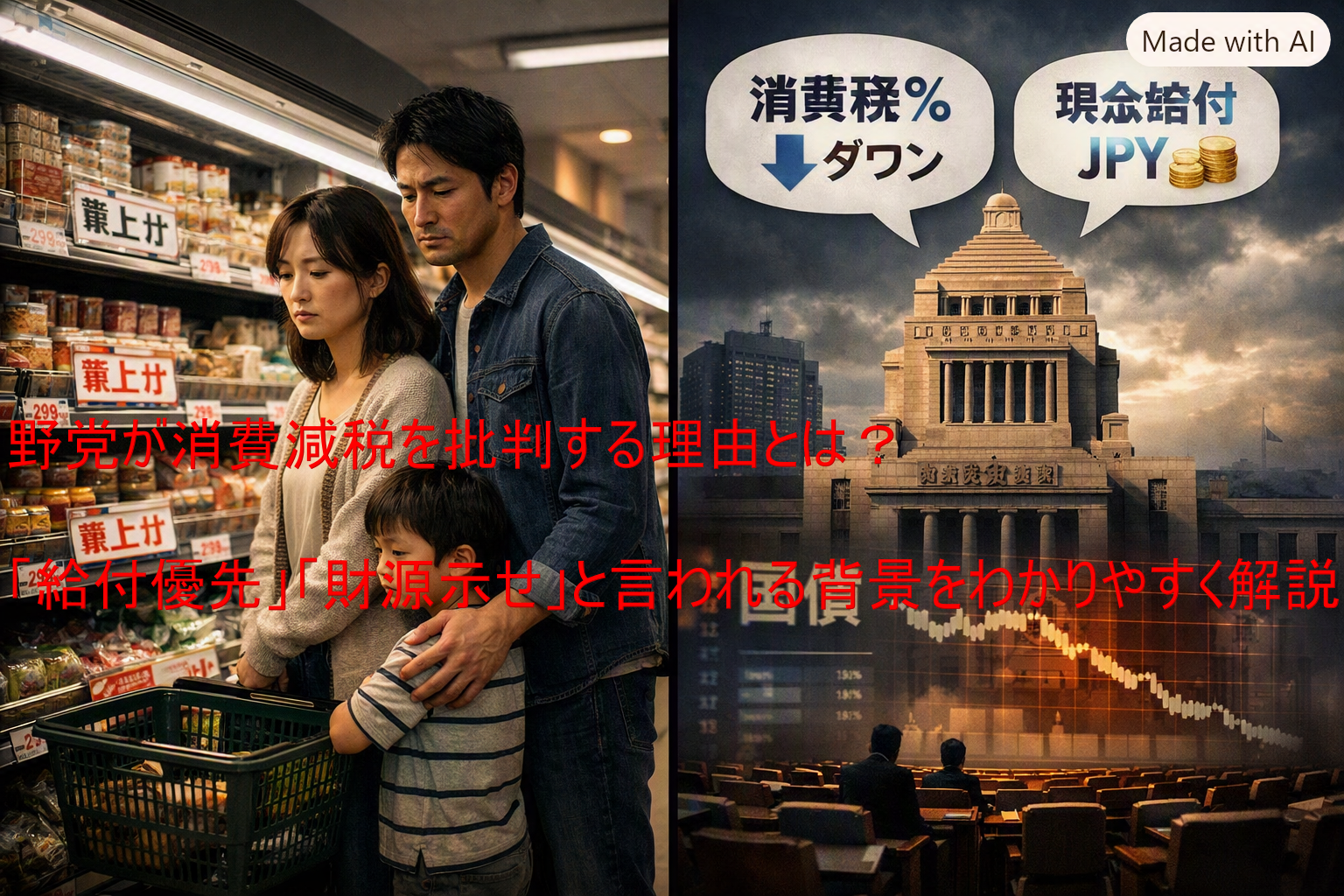野党が消費減税を批判する理由とは？「給付優先」「財源示せ」と言われる背景をわかりやすく解説