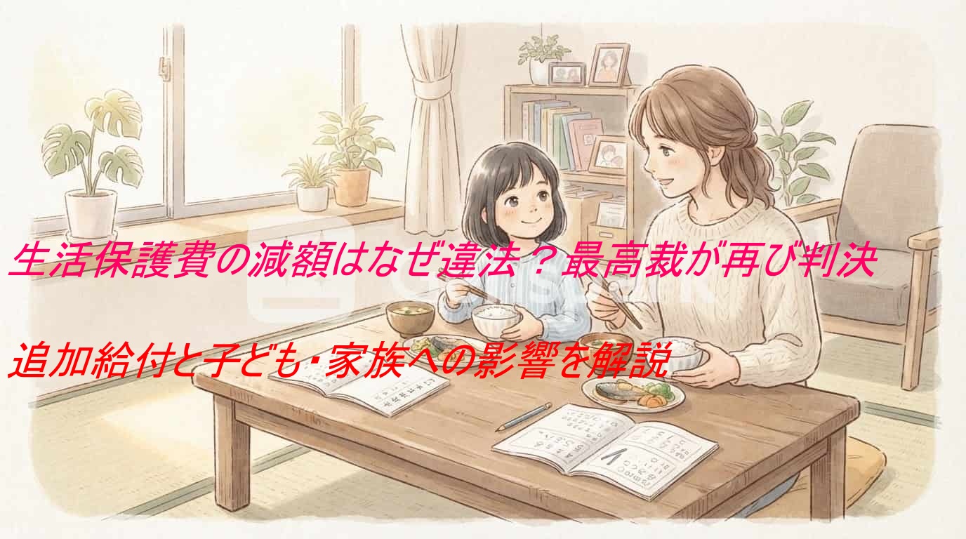生活保護費の減額はなぜ違法？最高裁が再び判決、追加給付と子ども・家族への影響を解説